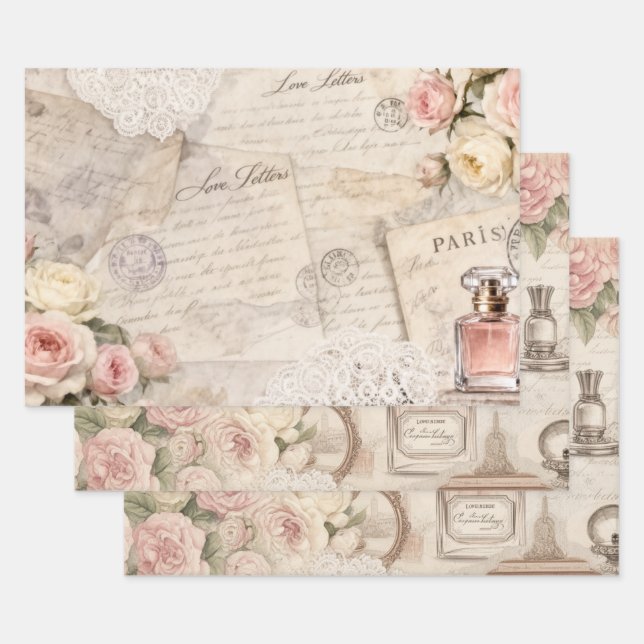 Shabby Chic Paris Geschenkverpackungsset Geschenkpapier Set (Set)