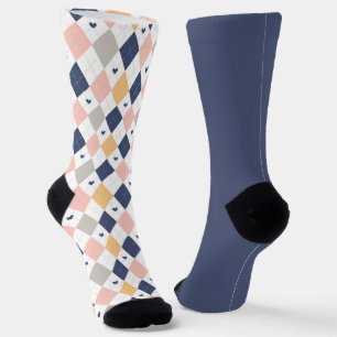Shabby Chic Pastel Peach Raute Unmatch Socken