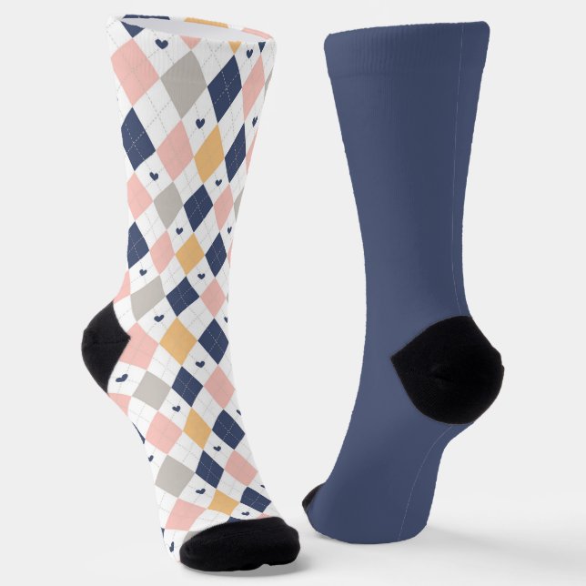 Shabby Chic Pastel Peach Raute Unmatch Socken (Gewinkelt)
