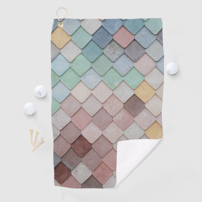 Shabby Chic Pastel Tiles Golfhandtuch (Insitu)
