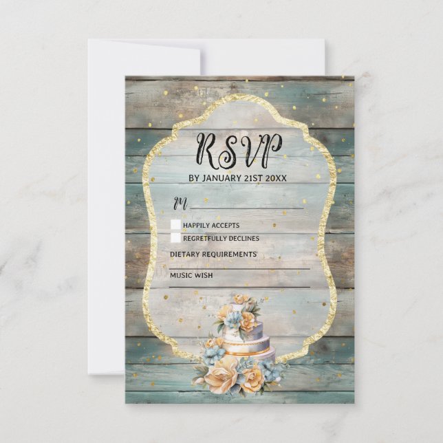 Shabby Chic Pastel Wood RSVP-Karte RSVP Karte (Vorderseite)