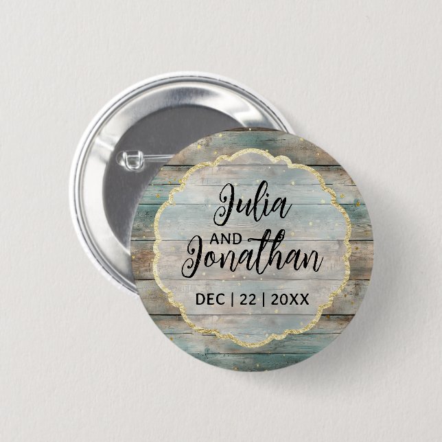 Shabby Chic Pastell Holz  Button (Vorne & Hinten)