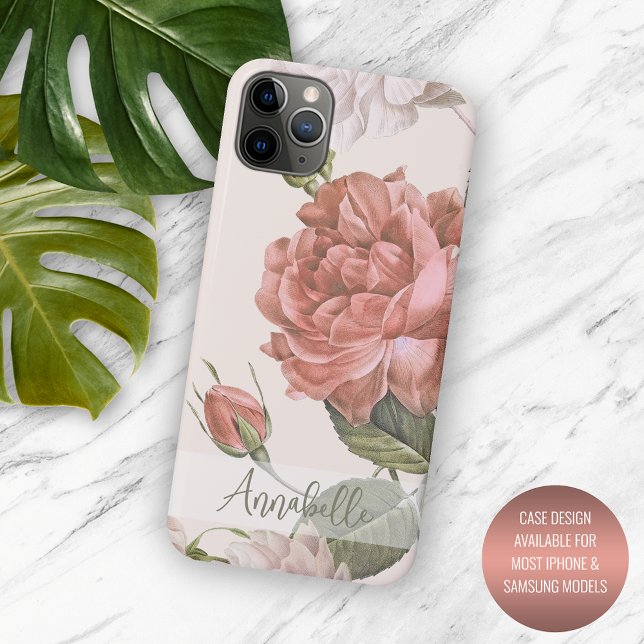Shabby Chic Peach Blush Pink Roses Blumenmuster Case-Mate iPhone Hülle (Von Creator hochgeladen)