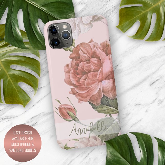 Shabby Chic Peach Blush Pink Roses Blumenmuster iPhone Hülle (Von Creator hochgeladen)