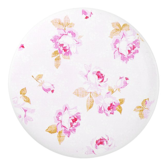 Shabby Chic Pellrosa Möbel Möbel Stift / Stift Keramikknauf (Vorderseite)