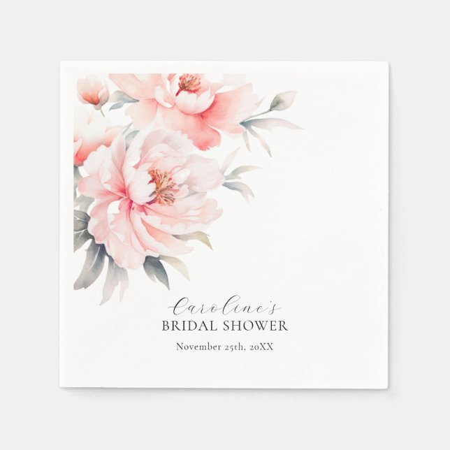 Shabby Chic Peonies Blush Pink BRAUTPARTY Serviette (Vorderseite)