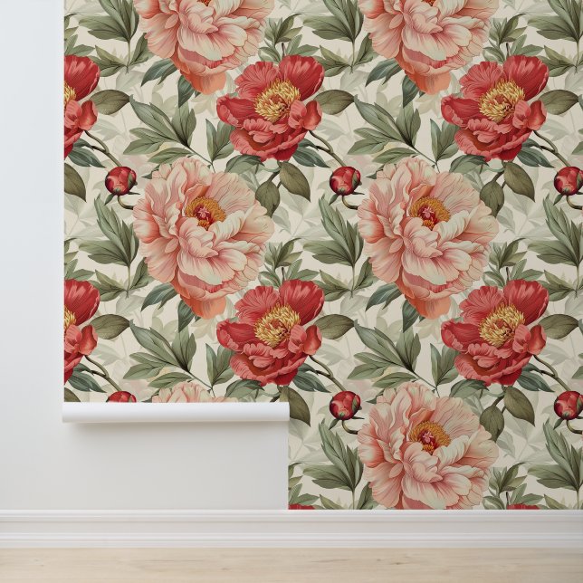 Shabby Chic-Peony Blumendekor Tapete (Anwendung)