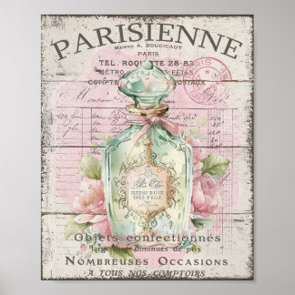 Shabby Chic Perfume Flasche Französisches Script P Poster