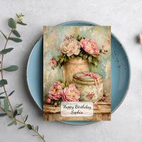 Shabby Chic Pfingstrosen und Vintage-Dose