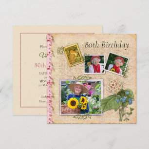 Shabby Chic Photo Anniversaire Fête Invitation