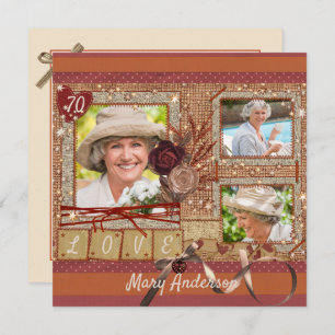 Shabby Chic Photo Anniversaire Fête Invitation