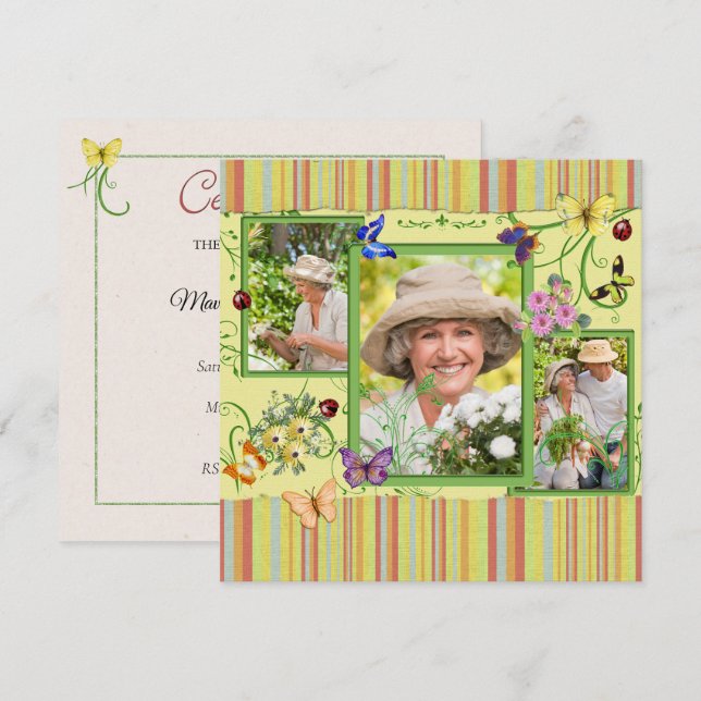 Shabby Chic Photo Invitation à la fête d'anniversa (Devant / Derrière)