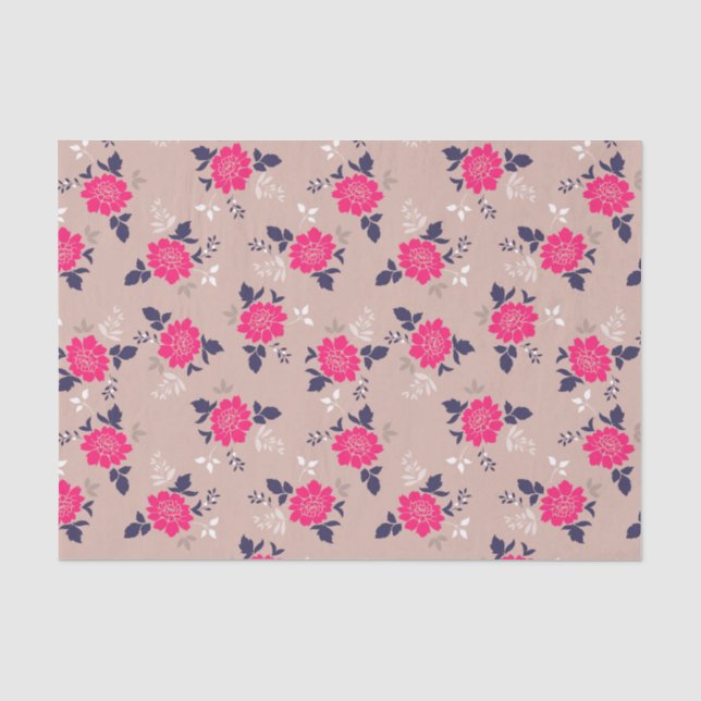 Shabby Chic Pink Beige Blumenmuster Seidenpapier (Vorderseite)