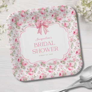 Shabby Chic Pink Bow Brautparty Pappteller
