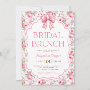 Shabby Chic Pink Bow Bridal Brunch Einladung