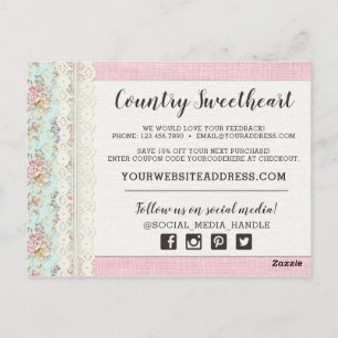 Shabby Chic Pink Floral Boutique Vielen Dank Postkarte