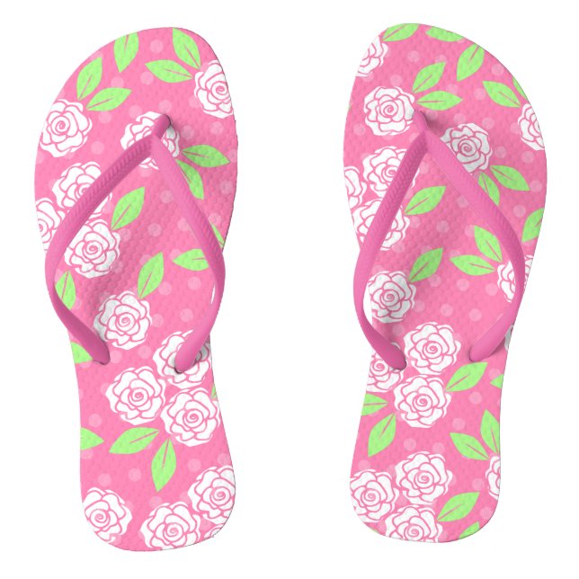 Shabby Chic Pink Floral Flip Flops (Fußbett)
