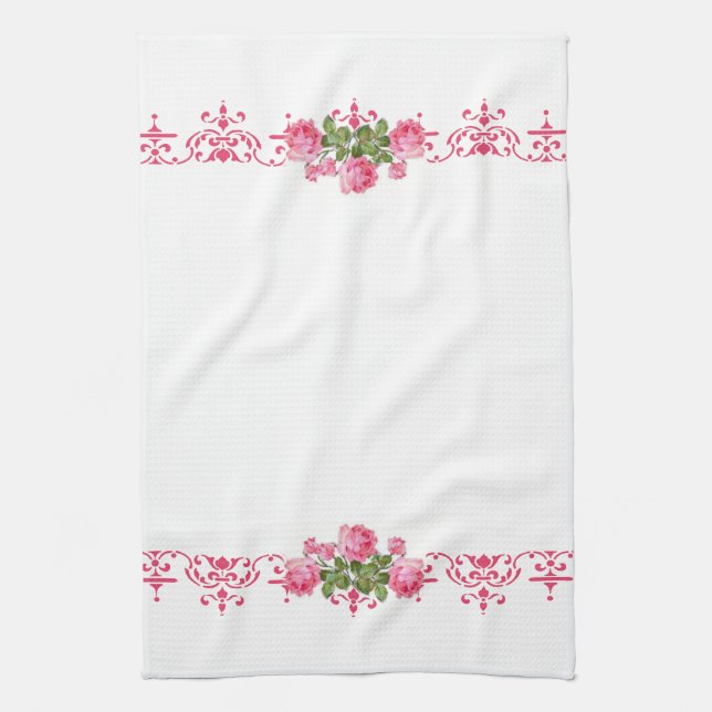 Shabby Chic Pink Floral Küche Handtuch (Vertikal)