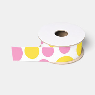 Shabby Chic Pink & Gelb Polka Punkte Ripsband