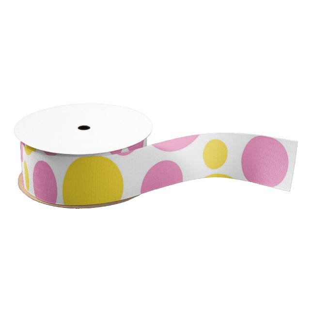 Shabby Chic Pink & Gelb Polka Punkte Ripsband (Spule)