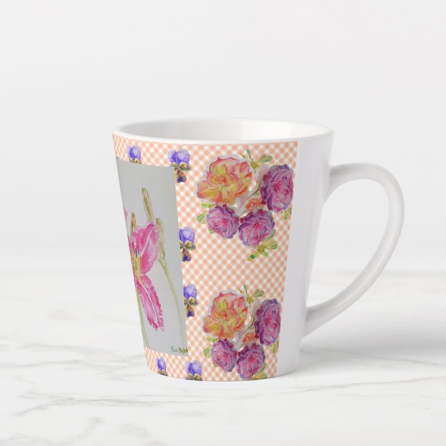 Shabby Chic pink Lily Floral Blume Gingham Rose Milchtasse (Rechts)