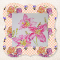 Shabby Chic pink Lily Floral Blume Gingham Rose