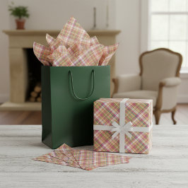 Shabby Chic Pink Orange Aquamarin Green Gingham Seidenpapier