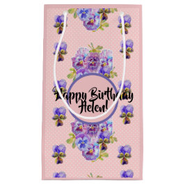 Shabby Chic Pink Pansy Blume Blumenbeutel Kleine Geschenktüte