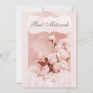 Shabby Chic Pink Peony Blume Bat Mitzvah Einladung