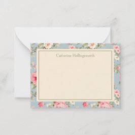 Shabby Chic Pink Peony Floral Personalized Mitteilungskarte