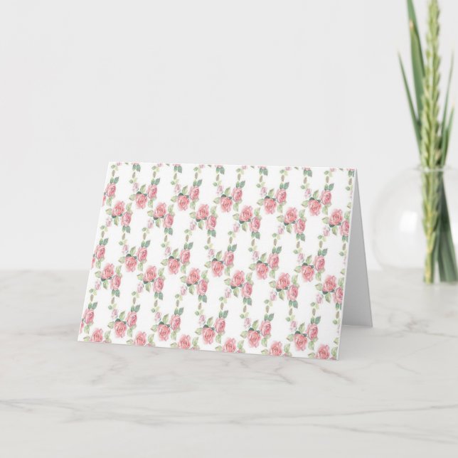Shabby Chic Pink Rose Floral Vielen Dank Karte (Vorderseite)