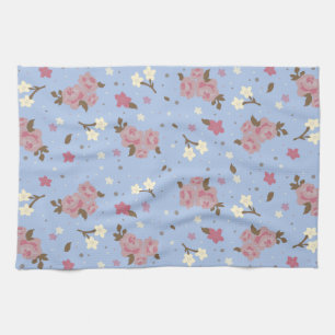 Shabby Chic Pink Roses auf Baby Blue Hintergrund Küchentuch