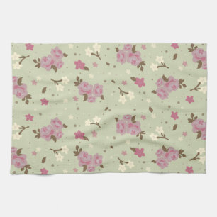 Shabby Chic Pink Roses Muster Geschirrtuch
