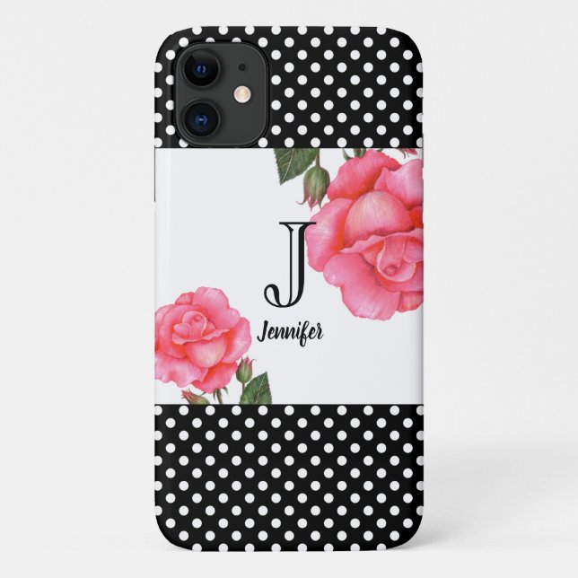 Shabby Chic Pink Roses Polka Dosen Case-Mate iPhone Hülle (Rückseite)