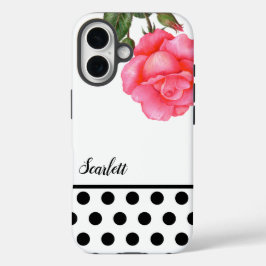 Shabby Chic Pink Roses Polka Dots iPhone 16 Hülle