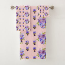 Shabby Chic Pink Spot Floral Blume Handtuch Set