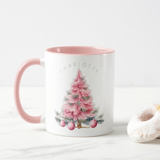Shabby Chic Pink Weihnachten Heiße Schokolade Tass Tasse (Mit Donut)