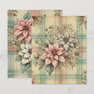 Shabby Chic Plaid Poinsettias Papier à papier à sc