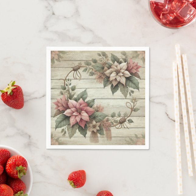 Shabby Chic Poinsettia Garland Decoupage Napkins Serviette (Beispiel)