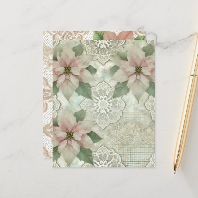 Shabby Chic Poinsettia und Lace Scrapbook (Vorderseite/Rückseite Beispiel)