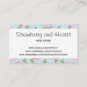 Shabby Chic, Polka-Punkte, Rosen - blaues rosa Visitenkarte