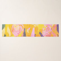Shabby Chic Purple Green Pink Yellow Floral Scarf