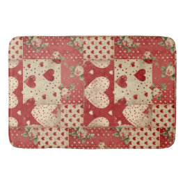 Shabby Chic Red Patchwork Pattern Badematte