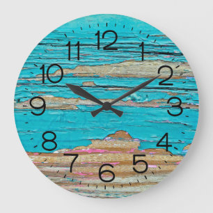 Shabby Chic Retro Painted Wood Große Wanduhr