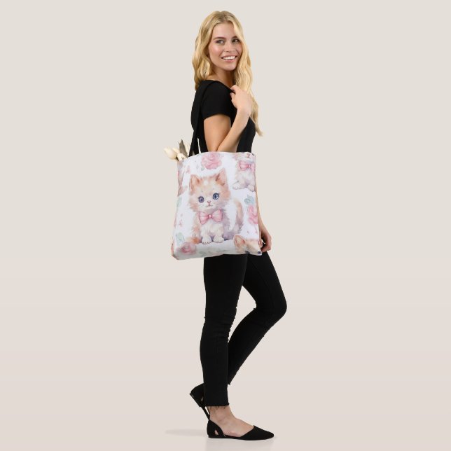 Shabby Chic Romantic Kitten Floral Tasche (Am Model)