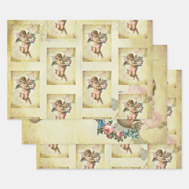 Shabby Chic Romantischer französischer inspirierte Geschenkpapier Set (Set)