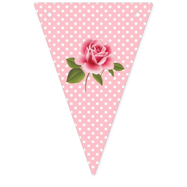 Shabby Chic Rosa Aquarelle Bläserei Wimpelkette (Zehnte Fahne)