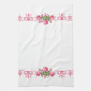Shabby Chic-rosa Blumenküchen-Tuch Küchentuch
