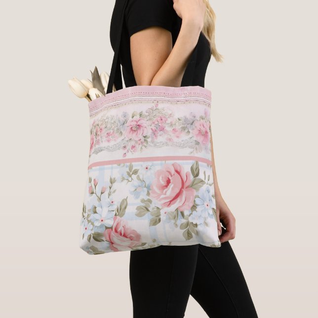 Shabby Chic rosa Blumenmuster Tasche (Von Nahem)