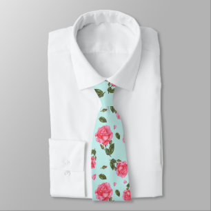 Shabby Chic Rosa Botanische Illustration Krawatte